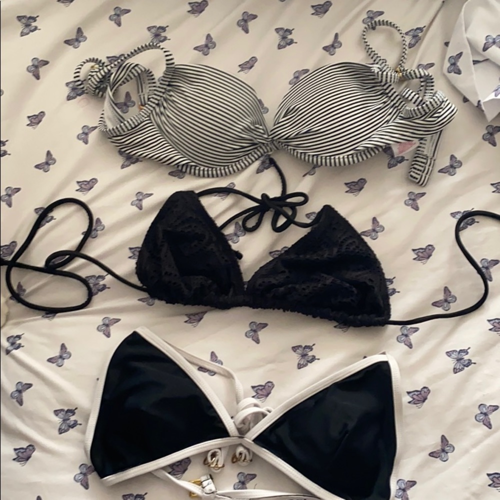 black and white swim top trio!